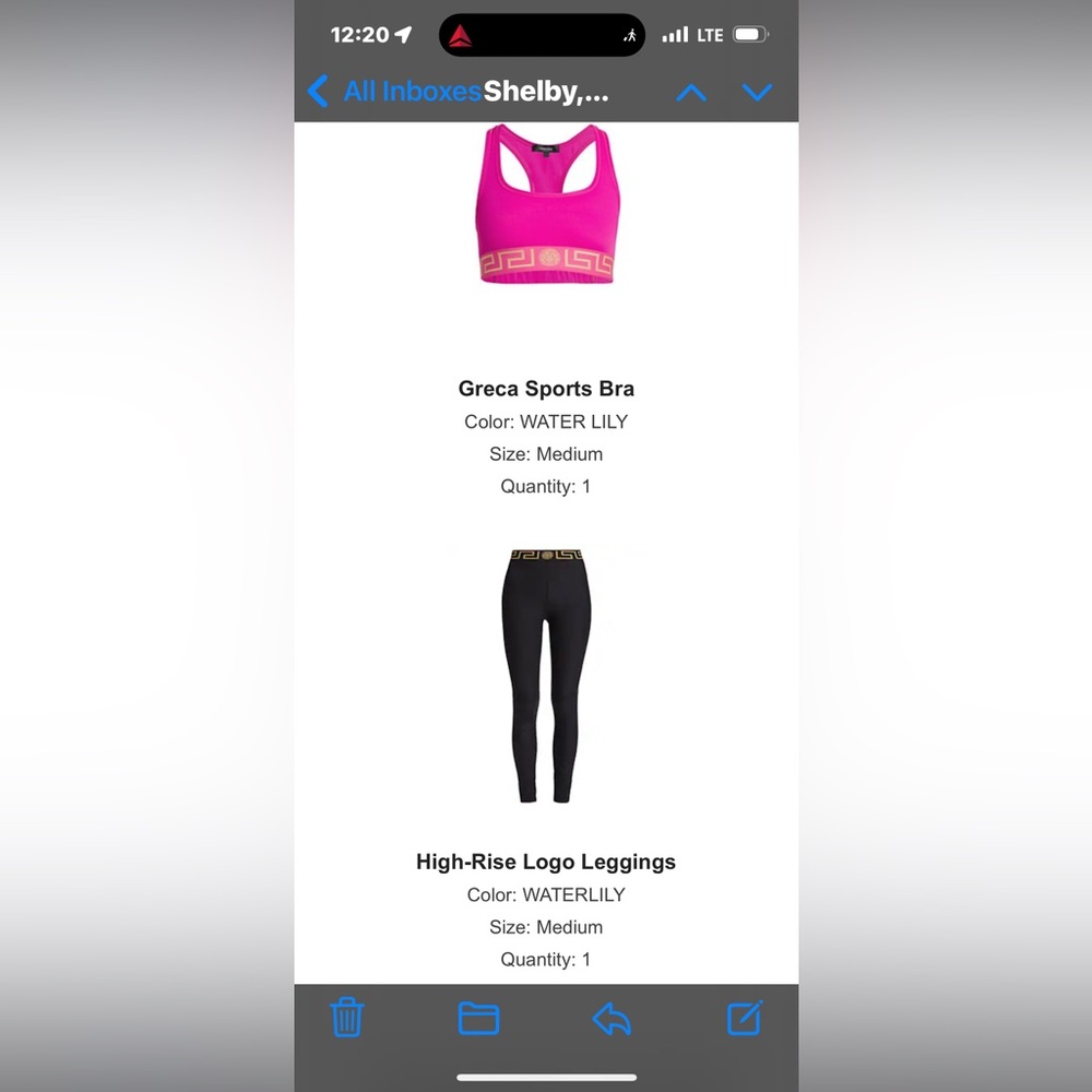 Versace Pink active top & leggings with Gold Accents - Picture 3 of 3